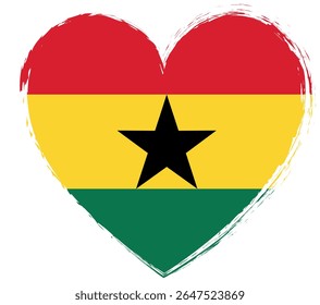 brush painted heart shape banner with Ghana flag