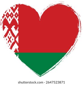 Anuncio en forma de corazón pintado con pincel con bandera de Bielorrusia