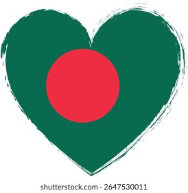 brush painted heart shape banner with Bangladesh flag