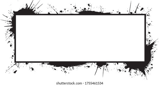 brush painted ink stamp banner on white background