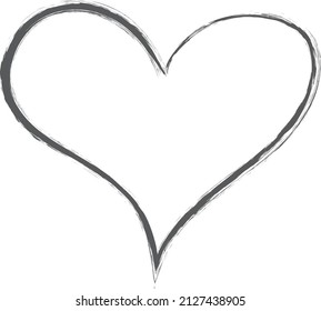 Brush Painted Ink Stamp Heart Banner Frame On White Background