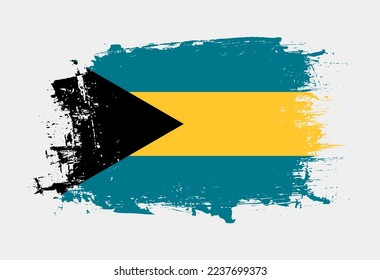 Brush painted national emblem of Bahamas country on white background