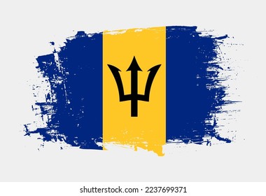 Brush painted national emblem of Barbados country on white background