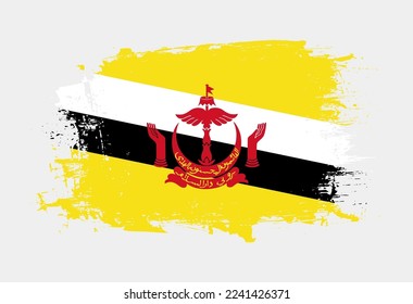 Brush painted national emblem of Brunei country on white background