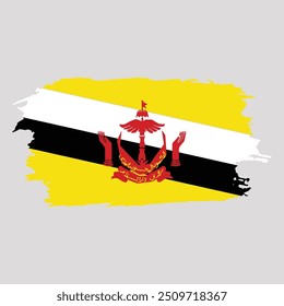 Brush painted national emblem of Brunei country on white background