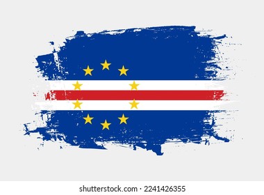 Brush painted national emblem of Cape Verde country on white background