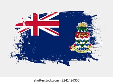 Brush painted national emblem of Cayman Islands country on white background