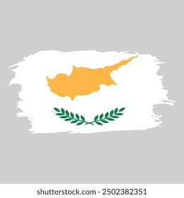 Brush painted national emblem of Cyprus country on white background