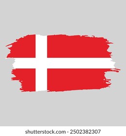 Brush painted national emblem of Denmark country on white background