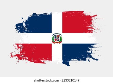 Brush painted national emblem of Dominican Republic country on white background