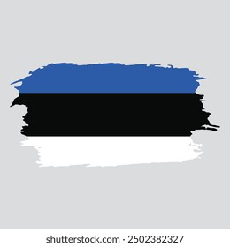 Brush painted national emblem of Estonia country on white background