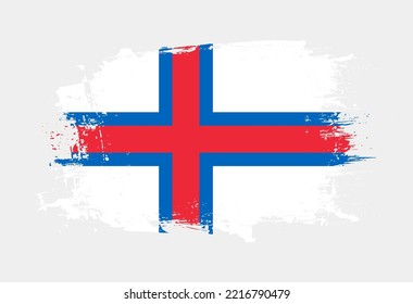 Brush painted national emblem of Faroe Islands country on white background