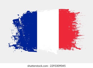 Brush painted national emblem of France country on white background