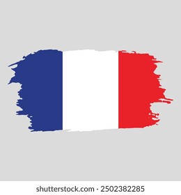 Brush painted national emblem of France country on white background