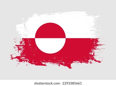 Brush painted national emblem of Greenland country on white background