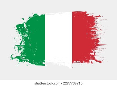 Emblema nacional pintado de pincel del país italiano con fondo blanco