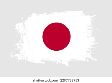 Brush painted national emblem of Japan country on white background