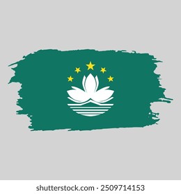 Brush painted national emblem of Macau country on white background