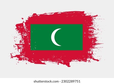 Brush painted national emblem of Maldives country on white background