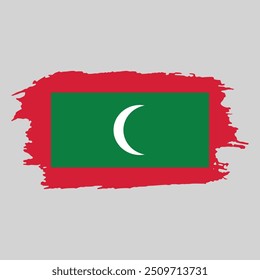 Brush painted national emblem of Maldives country on white background