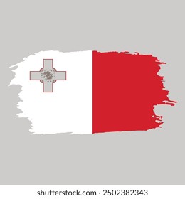 Brush painted national emblem of Malta country on white background