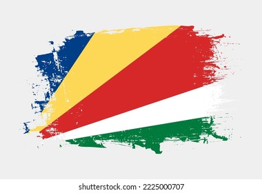 Brush painted national emblem of Seychelles country on white background