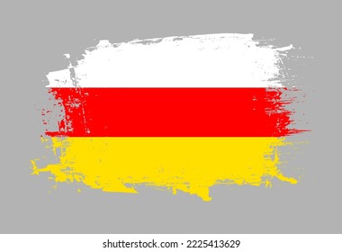 Brush painted national emblem of South Ossetia country on white background