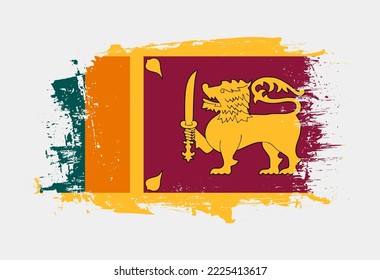 Brush painted national emblem of Sri Lanka country on white background