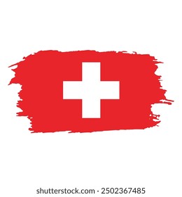 Brush painted national emblem of Switzerland country on white background