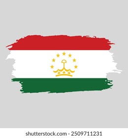 Brush painted national emblem of Tajikistan country on white background
