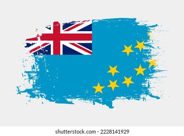 Brush painted national emblem of Tuvalu country on white background