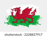 Brush painted national emblem of Wales country on white background