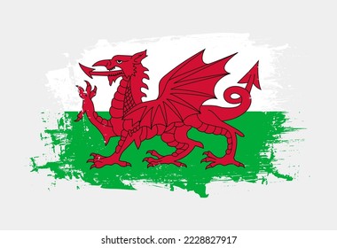 Brush painted national emblem of Wales country on white background