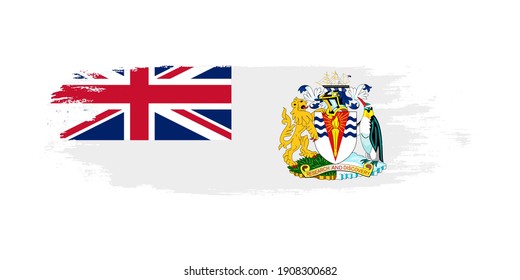 Brush painted national flag of British Antarctic Territory country isolated on white with design element in texture style