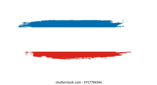 Brush painted national flag of Crimea country isolated on white with design element in texture style