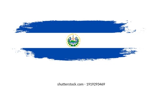 Bandera nacional pintada de pincel de El Salvador aislado en blanco con elemento de diseño en estilo textil