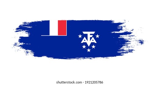 Brush painted national flag of French Southern and Antarctic Lands country isolated on white with design element in texture style