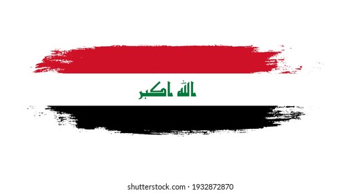 Brush painted national flag of Iraq country isolated on white with design element in texture style