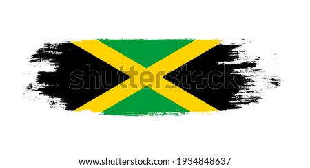 Brush painted national flag of Jamaica country isolated on white with design element in texture style