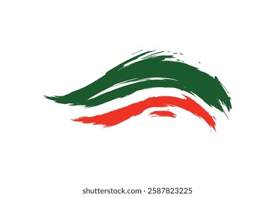 Brush painted national flag of Tatarstan country isolated on white with design element in texture style