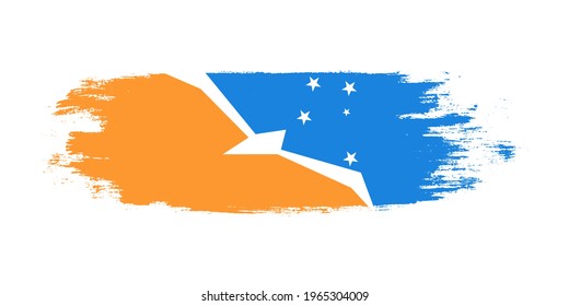 Brush painted national flag of Tierra del Fuego Province, Argentina country isolated on white with design element in texture style