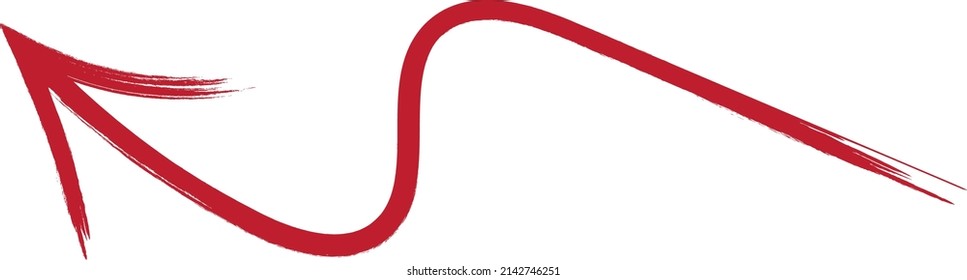 icono de flecha de color rojo pintado de pincel sobre fondo blanco - ilustración vectorial