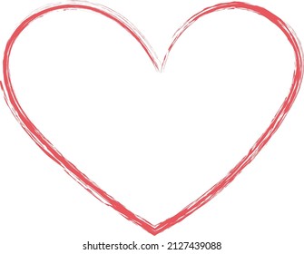 Brush Painted Red Ink Stamp Heart Banner Frame On White Background