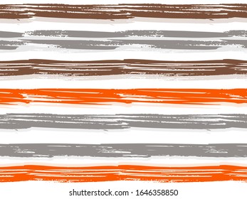 Brush painted striped seamless creative freehand pattern.  Hand drown paint strokes decorative artwork. Ethnic colorful colors. Retro vintage style vector illustration.