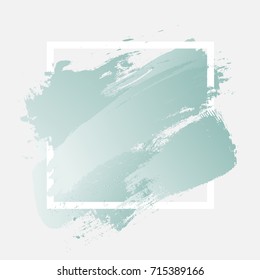 Brush painted watercolor design over white square frame. Perfect acrylic design for poster, wallpaper, headline, logo, and sale banner. Abstract background of EPS10 vector illustration. Blue.
