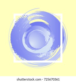 Brush painted watercolor textured art abstract background. EPS10 vector illustration. Acrylic stroke poster over square frame. Perfect design for headline, logo and sale banner. Blue and soft yellow.