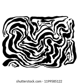 Brush painted wave pattern. Black and white stripes grunge background.