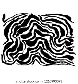 Brush painted wave pattern. Black and white stripes grunge background.