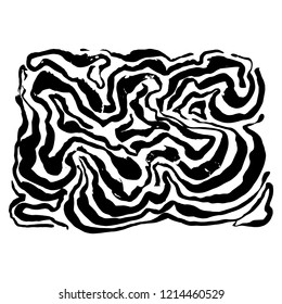 Brush painted wave pattern. Black and white stripes grunge background.