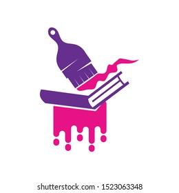 Brush Painter Book Education logo Painting service Isolated